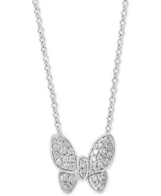 EFFY Collection - Diamond Pav&eacute; Butterfly 18" Pendant Necklace (1/10 ct. t.w.) in Sterling Silver