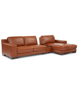 Macy's - Darrium 3-Pc. Leather Chaise Sofa with Console