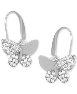 Essentials - Cubic Zirconia Butterfly Drop Earring in Rose Gold Plate