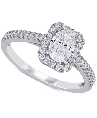 Macy's - Diamond Oval Center Halo Engagement Ring (1 ct. t.w.) in 14k White Gold