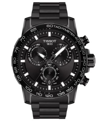 Tissot - Men's Swiss Chronograph Supersport Black Stainless Steel Bracelet Watch 45.5mm