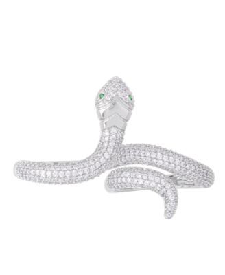 Macy's - Cubic Zirconia Snake Double Finger Ring in Fine Silver Plate