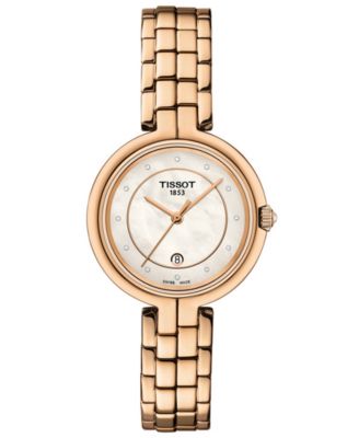 Tissot - Women's Swiss Flamingo Diamond Accent Rose Gold PVD Stainless Steel Bracelet Watch 30mm