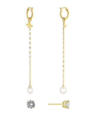 Macy's - Cubic Zirconia Studs and Hoop Chain Drop Air Pods Holder