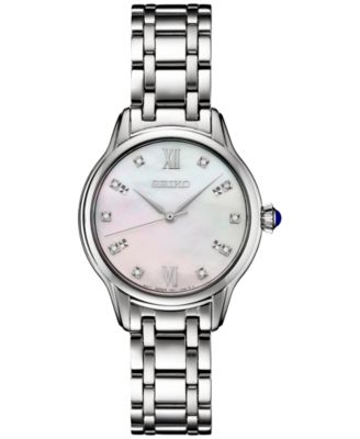 Seiko - Women's Diamond (1/10 ct. t.w.) Stainless Steel Bracelet Watch 30mm