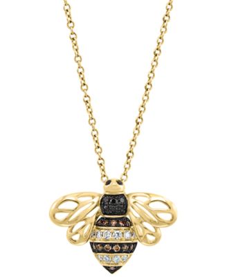 EFFY Collection - Multicolor Diamond Bee 18" Pendant Necklace (1/5 ct. t.w.) in 14k Gold
