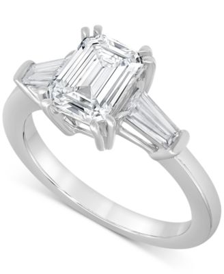 Badgley Mischka - Certified Lab Grown Diamond Emerald-Cut & Baguette Engagement Ring (2-1/2 ct. t.w.) in 14k White Gold