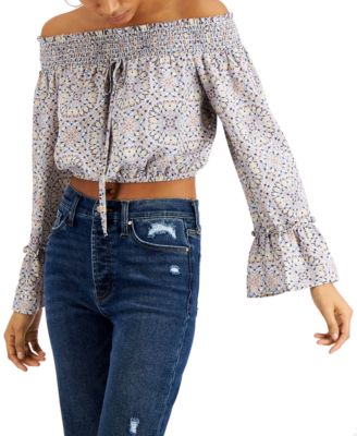 Kingston Grey - Juniors' Smocked Off-The-Shoulder Top