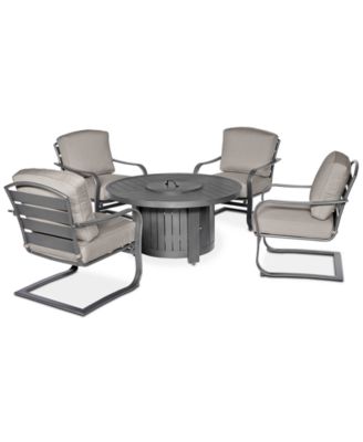 VSUserMacys5 - Marlough II 5-Pc. Round Fire Pit Chat Set with Sunbrella&reg; Cushions, (1 Fire Pit & 4 C-Spring Chairs)