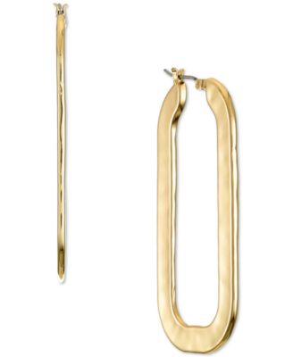 Style & Co - Gold-Tone Hammered Oval Hoop Earrings