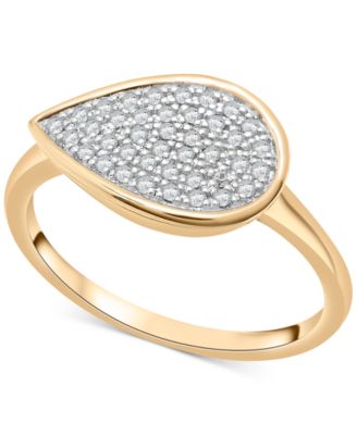 Macy's - Diamond Pav&eacute; Teardrop Statement Ring (1/6 ct. t.w.) in 10k Gold
