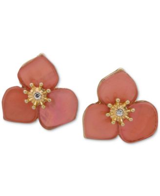 lonna & lilly - Gold-Tone Pav&eacute; Color Flower Button Earrings