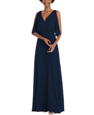 After Six - V-Neck Split-Sleeve Blouson-Bodice Maxi Dress