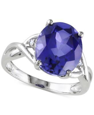 Macy's - Lab-Created Sapphire (7-1/2 ct. t.w.) & Diamond Accent Statement Ring in Sterling Silver