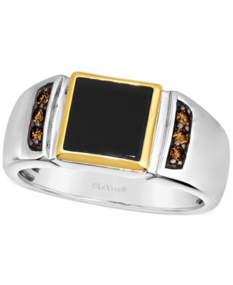 Le Vian - Onyx & Chocolate Diamond (1/6 ct. t.w.) Ring in Sterling Silver & 14k Gold