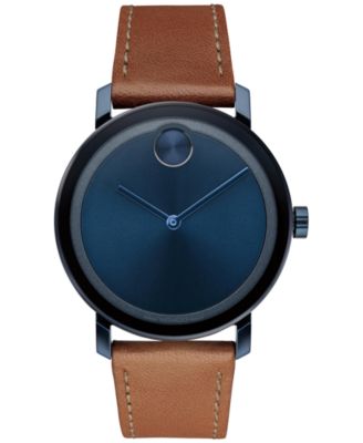 Movado - Men's Swiss Evolution Bold Cognac Leather Strap Watch 40mm, Created for Macy's