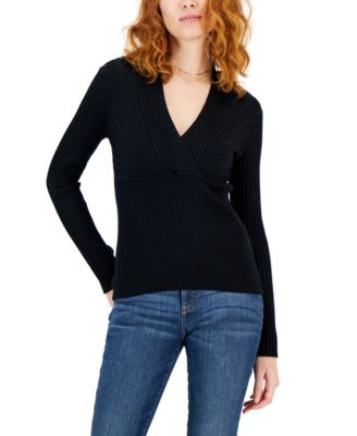 I.N.C. International Concepts - Women's Ribbed Surplice Pullover Sweater