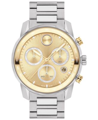 Movado - Men's Swiss Chronograph Bold Verso Stainless Steel Bracelet Watch 44mm
