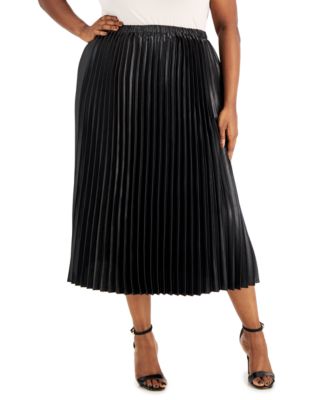 Anne Klein - Plus Size Satin Pull-On Pleated Skirt