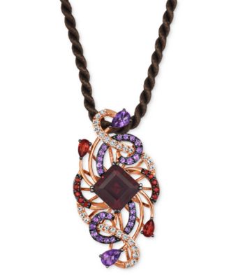 Le Vian - Multi-Gemstone Swirl Silk Cord 20" Pendant Necklace (8-1/2 ct. t.w.) in 14k Rose Gold