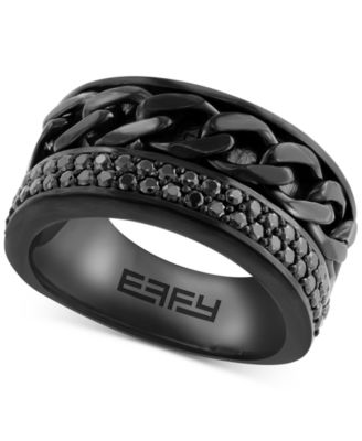 EFFY Collection - Men's Black Spinel Pav&eacute; Chain Link Ring (1 ct. t.w.) in Black PVD-Plated Sterling Silver