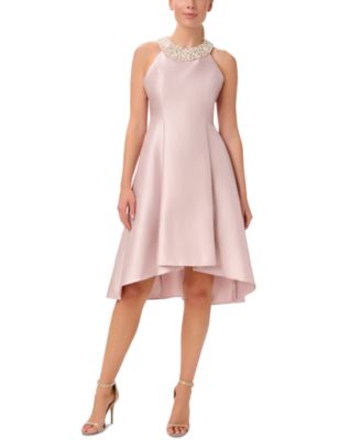 Adrianna Papell - Beaded-Neck Mikado Dress