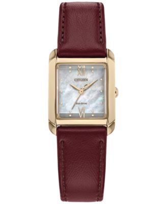 Citizen - Eco-Drive Women's  L Bianca Burgundy Leather Strap Watch, 22x28mm