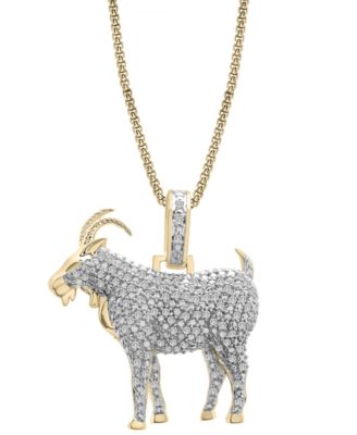 Macy's - Diamond Goat Pendant Necklace (1/2 ct. t.w.) in 14k Gold-Plated Sterling Silver, 22"