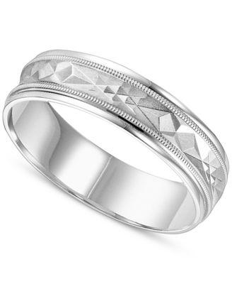 Macy's - Swiss-Cut Design Comfort Fit Wedding Band in 14k White Gold