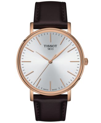 Tissot - Men's Swiss Everytime Brown Leather Strap Watch 40mm