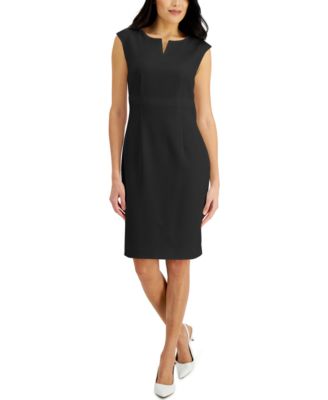 Kasper - Petite Notched-Neck Sheath Dress