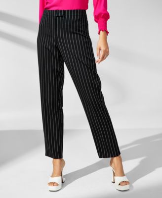 Anne Klein - Women's Pinstripe Straight-Leg Pants