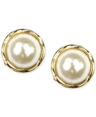 Anne Klein - Gold-Tone Glass Pearl Twist Stud Earrings