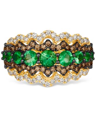 Le Vian - Costa Smeralda Emeralds (3/4 ct. t.w.) & Diamond (5/8 ct. t.w.) Scalloped Edge Ring in 14k Gold