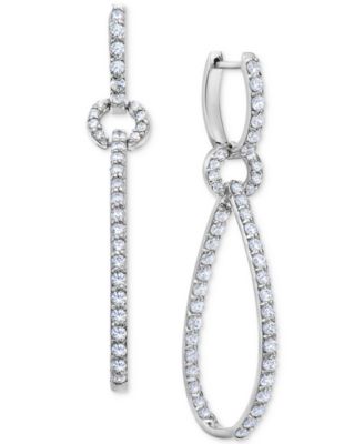 Macy's - Diamond Elongated Loop In & Out Drop Earrings (2 ct. t.w.) in 14k White Gold