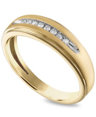 Macy's - Men's Diamond Band (1/10 ct. t.w.) in 10k Gold or 10k White Gold