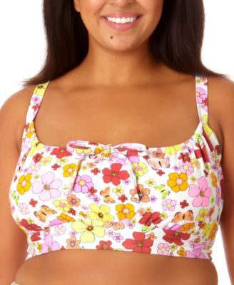 Salt + Cove - Plus Size Printed Long-Line Bralette Bikini Top