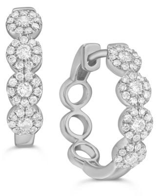 Macy's - Diamond Halo Small Hoop Earrings (1/2 ct. t.w.)