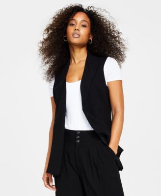 Bar III - Petite Notch-Lapel Sleeveless Open-Front Vest