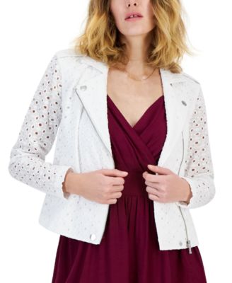 I.N.C. International Concepts - Women's Cotton Eyelet Moto Jacket