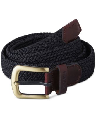 Barbour - Men's Stretch Webbing Belt with Faux-Leather Trim