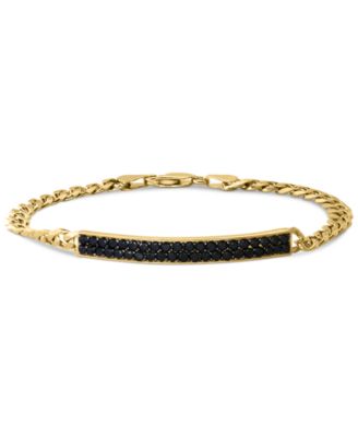 EFFY Collection - Men's Black Spinel Cluster Plate Link Bracelet (2-3/8 ct. t.w.) in 14k Gold-Plated Sterling Silver
