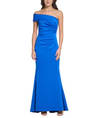 Eliza J - Women's Asymmetric-Neck Side-Pleat Scuba Gown