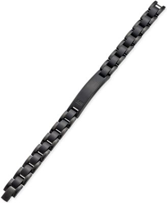 Macy's - Men's Black Diamond Accent Link Bracelet in Black IP-Plated Stainless Steel