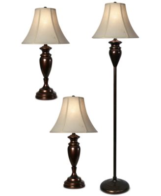 StyleCraft - Set of 3 Dunbrook Finish Lamps: 1 Floor Lamp & 2 Table Lamps