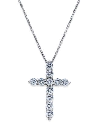 Macy's - Diamond Cross Pendant Necklace (1 ct. t.w.) in 14k White Gold