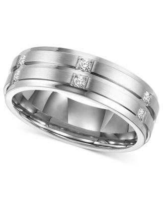 Triton - Men's Diamond Wedding Band Ring in Stainless Steel (1/6 ct. t.w.)