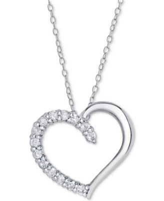 Macy's - Diamond Heart Pendant Necklace (1/2 ct. t.w.), 16" + 2" extender