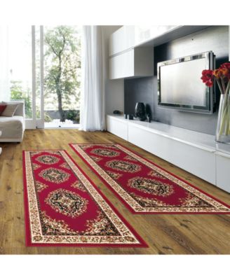 KM Home - Prato Kerman Red 2-Pc. Runner Rug Set