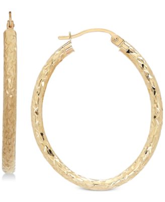 Macy's - Textured Oval Hoop Earrings in 14k Gold